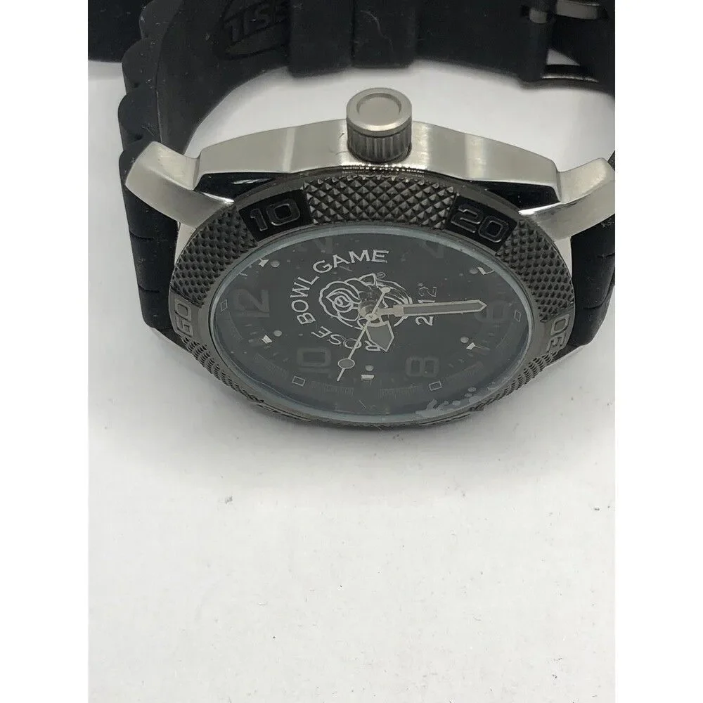 Fossil PR2003 Men's Silicone Analog Black Dial Quartz Genuine Wrist Watch OP423